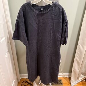TOAST Garment Dyed Linen Dress Gray Oversized Lagenlook Midi Pockets L